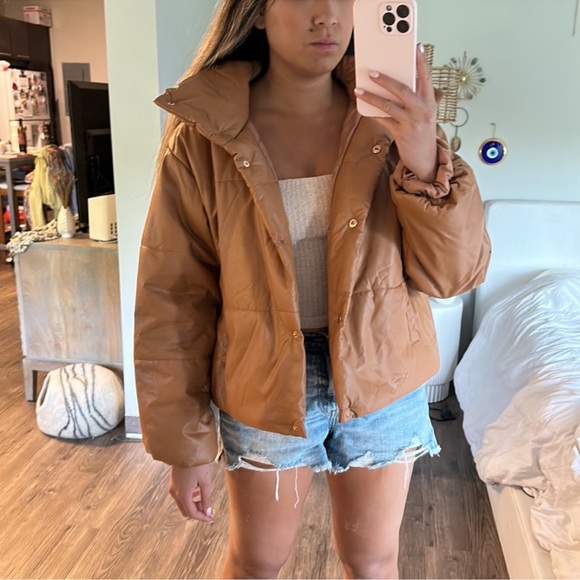 Lioness brown leather puffer - Picture 4 of 6